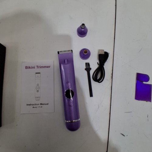 WOMEN'S BIKINI TRIMMER ELECTRIC RAZOR - 4-IN-1, DUAL HEAD, WET AND DRY USE, RECHARGEABLE - PURPLE (MODEL: YT-39) image 3
