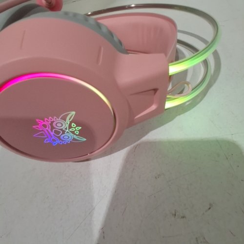 ONITOON LIGHTWEIGHT RGB WIRED GAMING HEADSET WITH REMOVABLE CAT EARS - PINK - (MODEL: X15 PRO) image 2