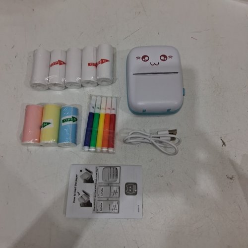 JEPEERBZ PORTABLR WIRELESS BLUETOOTH COMPACT PORTABLE MINI INKLESS PRINTER - WHITE/BLUE image 3