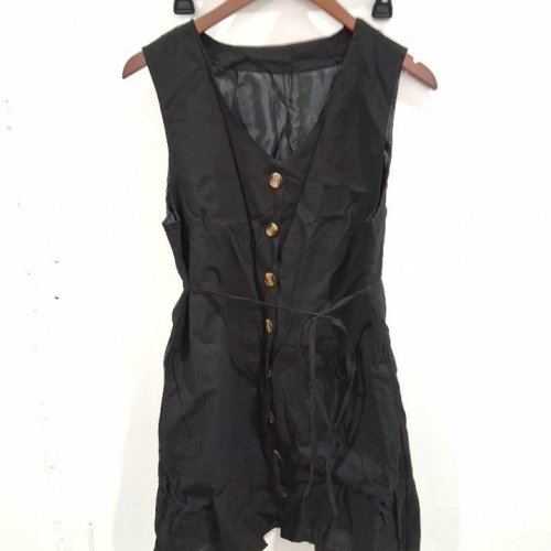 WOMEN'S SLEEVELESS BUTTON UP DRESS - MEDIUM - BLACK image 2