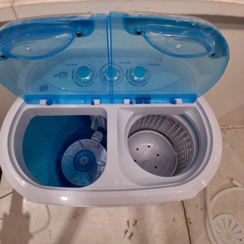 RUN.SE PORTABLE WASHING MACHINE TWIN TUB WITH BUILT IN GRAVITY DRAIN - 11LB CAPACITY - WHITE / BLUE (MODEL: PE22728) image 5