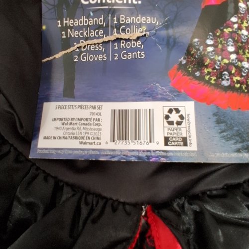 5PC RUBIE'S QUEEN OF THE DEAD COSTUME SET - LARGE 10-12 - BLACK AND RED (ITEM: 70143 L) image 2