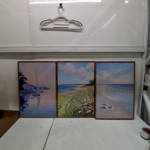 3PC FRAMED COASTAL WALL ART - 24" x 16" -  BLUE MULTICOLOR - (MODEL: X004TAILO5 ) image 2