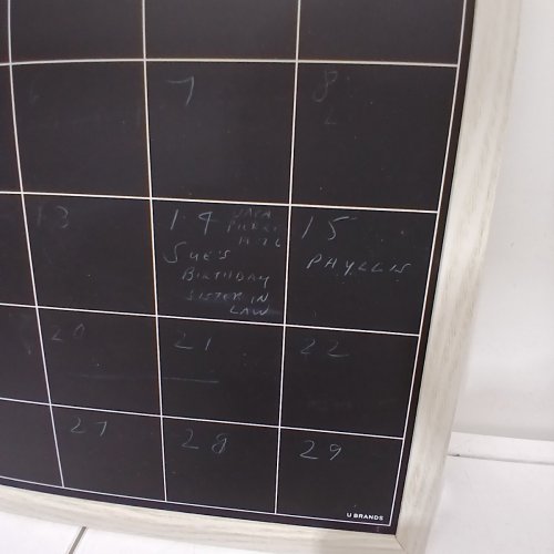 U BRANDS MAGNETIC CHALK BOARD CALENDAR - 20" X 16", INCLUDES CHALK PENCILS AND MAGNET - RUSTIC WHITE WOOD (MODEL: 3274U00-04) image 3