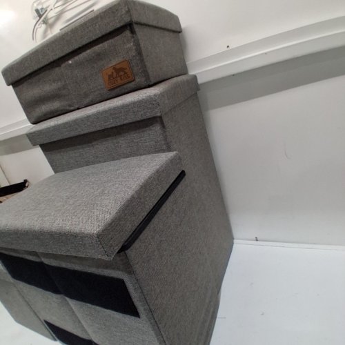 COZY KISS 4-STEP SPACE-SAVING STORAGE PET STAIRS - GREY image 3