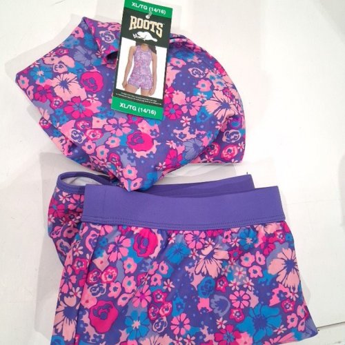 2PC GIRL'S ROOTS SWIM TANK AND SHORTS - EXTRA LARGE (SIZE 14/16) - PURPLE (STYLE: 7042828) image 2