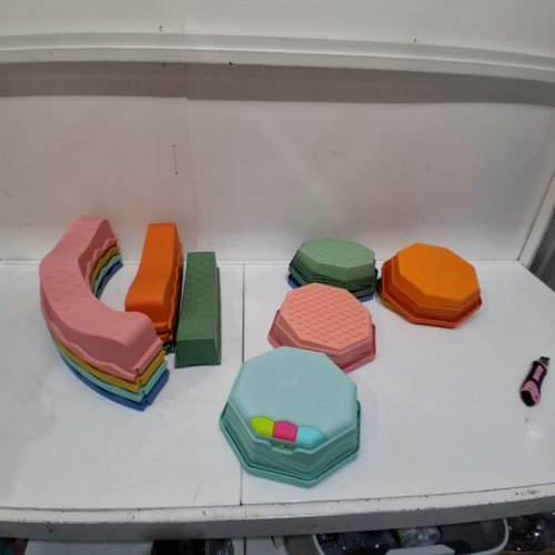 14PC B. TOYS MODULAR INTERLOCKING TODDLER BALANCE BEAM WITH 10 BALANCING BEAMS AND 6 SENSORY STEPPINGSTONES 3 YOUTH PLUS- RAINBOW (MODEL: ‎BX2608C1Z) image 2