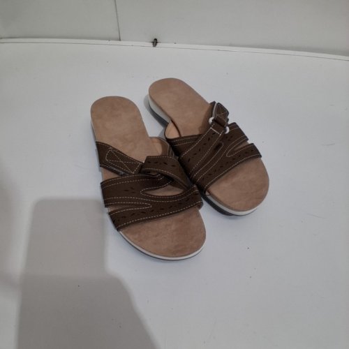 WOMENS HALLOWED FLAT SANDALS - 7 (39) - COFFEE BROWN image 2