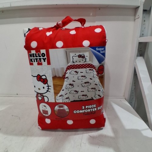2PC HELLO KITTY COMFORTER SET - TWIN/FULL - RED AND WHITE image 2