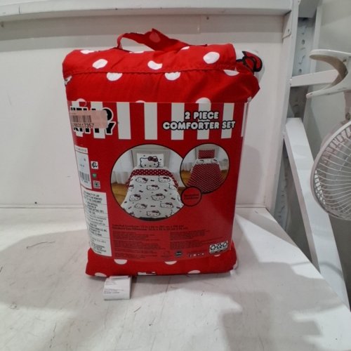2PC HELLO KITTY COMFORTER SET - TWIN/FULL - RED AND WHITE image 3