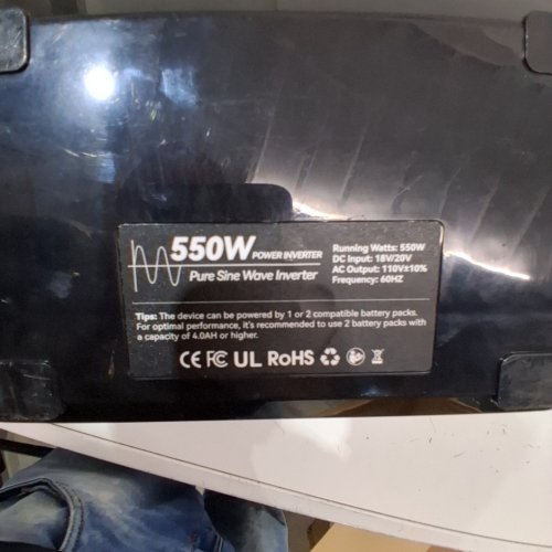 **TOOL ONLY** LIVOWALN PURE SINE WAVE POWER INVERTER - 550W - 18 V/20 V DC INPUT, 110 V AC OUTPUT - YELLOW/BLACK (MODEL: SKU071200001) image 2