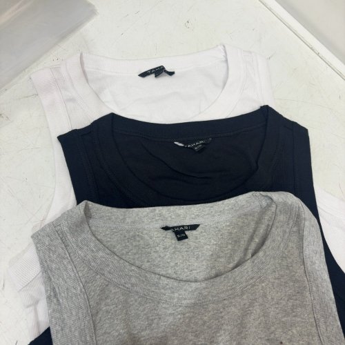 3PK WOMENS TAHARI RIBBED COTTON TANK TOP - EXTRA LARGE - BLACK/GREY (STYLE: 2988444) image 2