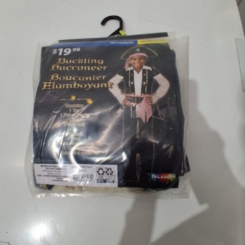 3PC BOYS PALAMON BUCKLING BUCCANEER COSTUME SHIRT, HAT, SASH BELT - LARGE (10-12) - WHITE/BLACK/RED/GOLD (STYLE: 6879C (L) image 2
