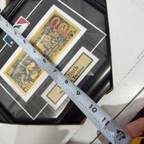 FRAMED BABE RUTH NEW YORK YANKEES COLLECTIBLE USA 24 K GOLD $100 BILL - 12" X 10" - BLACK image 5