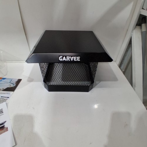 GARVEE SQUARE CHIMNEY CAP WITH MECH SCREEN - 18" X 18" - BLACK image 2