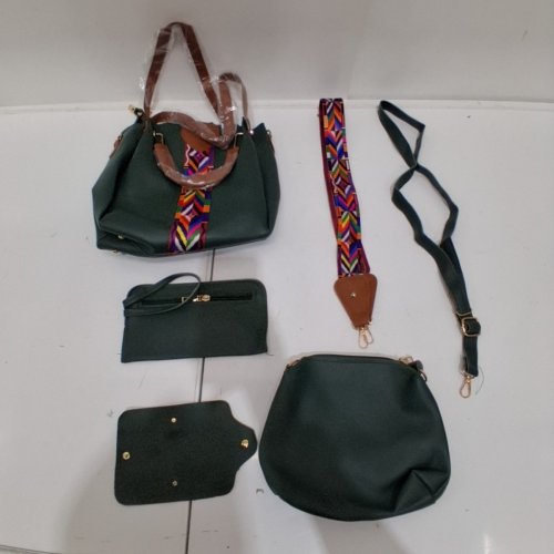 4PC HANDBAG, WALLET, TOTE BAG ACCESSORY SET - BLACK / GREEN / MULTICOLOR image 2