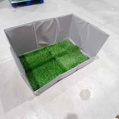 HQ4US 4LEGS ARTIFICIAL DOG GRASS POTTY PEE PAD WITH FOLDABLE WATERPROOF DOG LITTER BOX TRAY WITH HIGH WALLS - 43.3" X 32.6" X 15.7" EXTRA LARGE - GREY/GREEN image 2