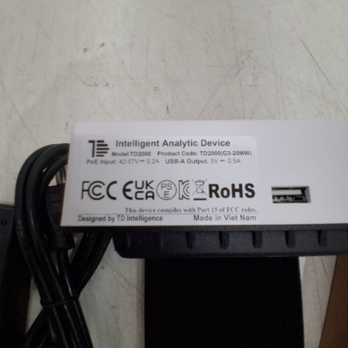 3PC TD INTELLIGENCE 3D INTELLIGENT STEREO-VISION ANALYTIC SENSOR DEVICE WITH POWER OVER ETHERNET (POE) INJECTOR CABLE & MOUNT - POE INPUT 42-57V - WHITE (MODEL: TD2000) image 2