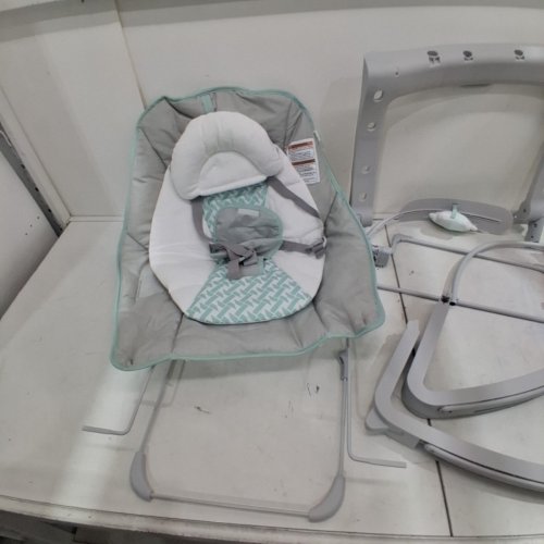 INGENUITY 3-IN-1 KEEP COZY GROW WITH ME VIBRATING BABY BOUNCER, ROCKER & CHAIR - 40LBS CAPACITY - WEAVER THEME GREY/WHITE/GREEN (MODEL: ‎12428) image 4