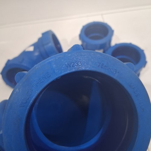 4 ASSORTED PIPE FITTINGS - 3" - BLUE image 2
