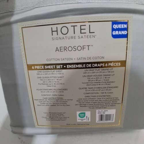 6PC HOTEL SIGNATURE COTTON SATEEN SHEET SET - QUEEN - GREY (MODEL: 1992020) image 3