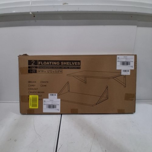 2PK VENUSMILES FLOATING WALL SHELVES WITH METAL BRACKETS - 24" X 12" - BLACK image 3