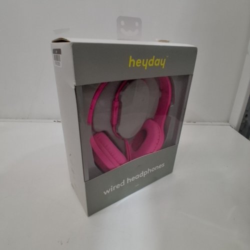 HEYDAY WIRED HEADPHONES WITH MICROPHONE & REMOTE - 3.5MM AUX - NEON PINK (MODEL: F423655)) image 2