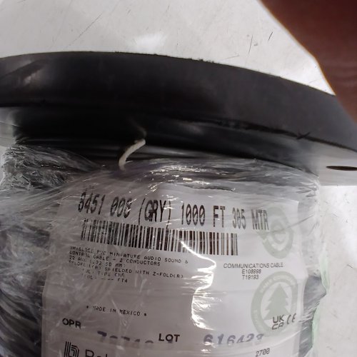 BELDEN SHIELDED AUDIO SOUND AND CONTROL CABLE 1PR A/D REEL - 1000FT - GRAY (MODEL: 8451 0081000) image 2