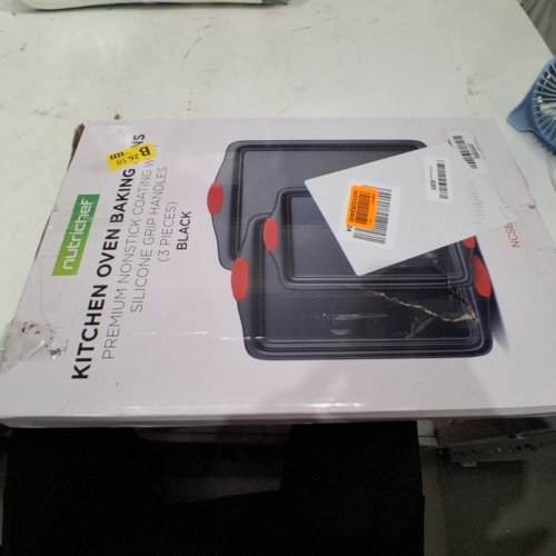 3PC NUTRICHEF NONSTICK BAKING PANS - GREY image 3