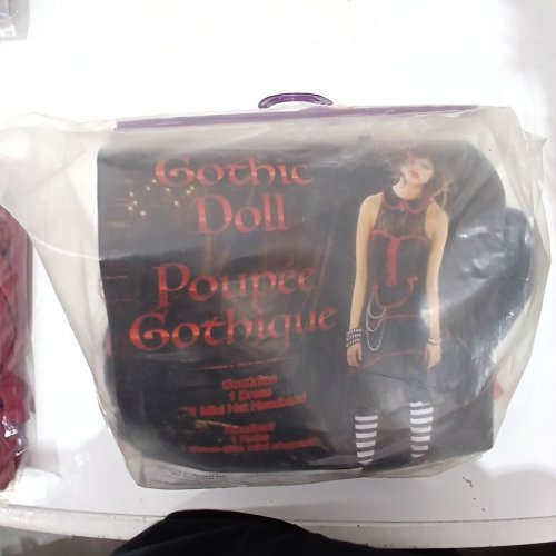 2PC WOMEN'S GOTHIC DOLL COSTUME SET - MEDIUM (8-10) - BLACK / RED (ITEM: 4566A) image 2