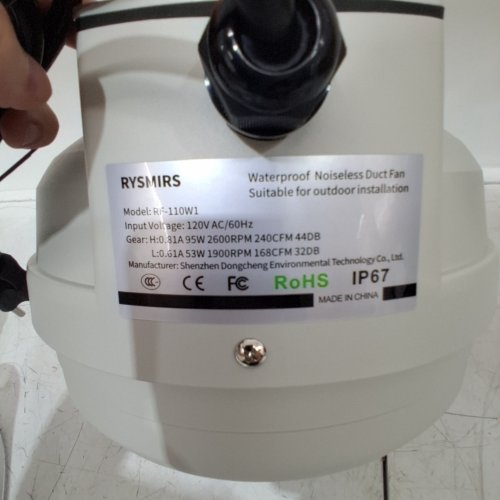 DCFAIRFAN INDOOR/OUTDOOR RADON MITIGATION SYSTEM FAN KIT - 4" X 4" (MODEL: PF-100W2) image 3