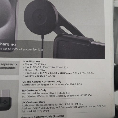 SPIGEN TAPLOCK QI2 MAGSAFE PHONE MOUNT AND CHARGER FOR SELECT TESLA VEHICLES - BLACK (MODEL: ITLST90W) image 3