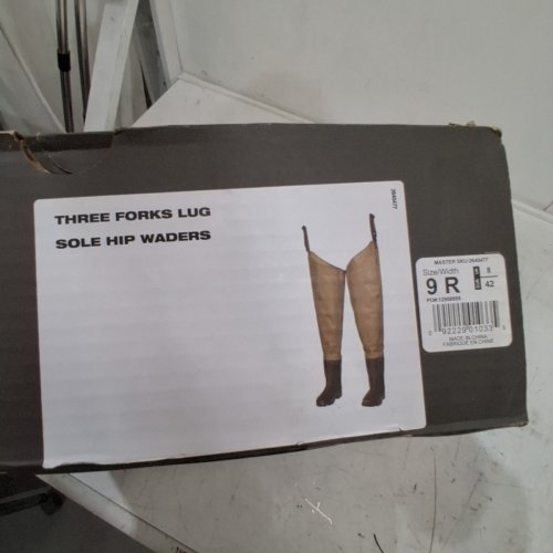 BPS MEN'S THREE FORKS LUG SOLE HIP WADERS - SIZE 9 REGULAR FIT - BROWN/TAN - (MODEL: 2640477) image 6