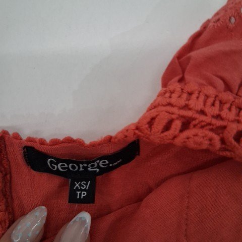 WOMEN'S GEORGE LACE TRIM TANK TOP - EXTRA SMALL - CORAL image 2