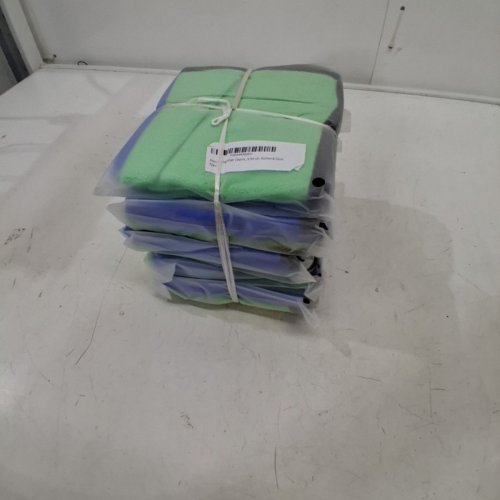 5 (3PK) PREMIUM MICROFIBER CLEANING CLOTH FOR CAR, KITCHEN, GLASS - 12" - GREEN / BLUE / YELLOW image 2