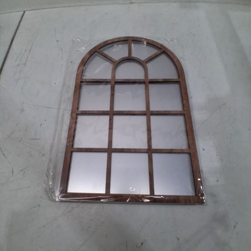 ARCHED WINDOW WALL MIRROR ART - 16" - BROWN image 3