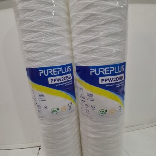 2PK PUREPLUS SEDIMENT STRING WOUND WATER FILTER CARTRIDGE - 20" X 4.5" - WHITE (MODEL: PPW20BB) image 3