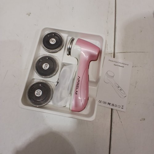 APRELM PROFESSIONAL RECHARGEABLE ELECTRIC FOOT CALLUS REMOVER - 3 SPEED - ELECTRIC FOOT FILE (PINK) - (MODEL: AE-E7) image 4
