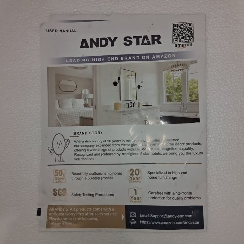 ANDY STAR METAL STAINLESS STEEL FRAME RECTANGUALR WALL MIRROR, 20" X 28" - BLACK (MODEL: T03-S10-R2028B) image 4