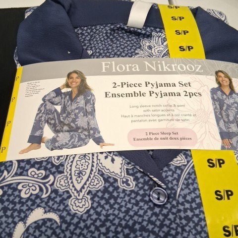 2PC WOMEN'S FLORA NIKROOZ LONG SLEEVE PAJAMA SET - SMALL - BLUE (STYLE: 1969563) image 2