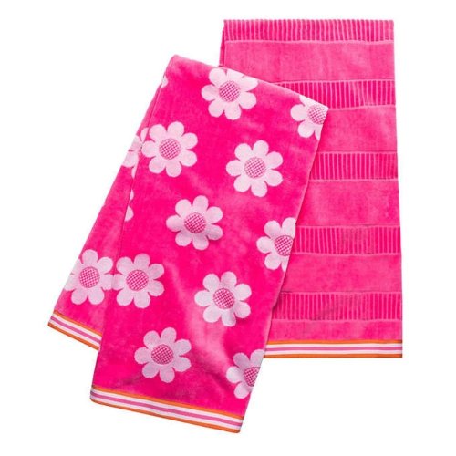 2PK CARO KIDS BEACH TOWELS - 27" X 50" - PINK (MODEL: 3434110) image 2