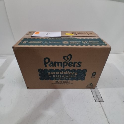 76PK PAMPERS ABSORBENT SWADDLERS - SIZE 8 - WHITE image 2