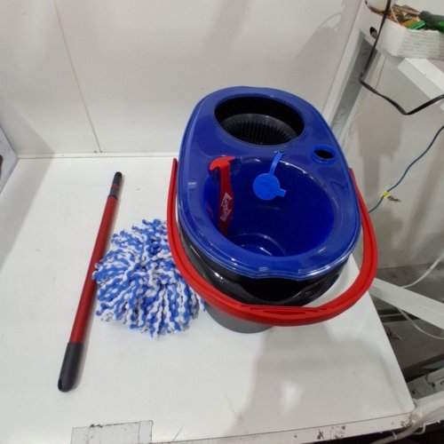 VILEDA EASYWRING RINSECLEAN SPIN MOP & BUCKET SYSTEM - GREY/BLUE image 2