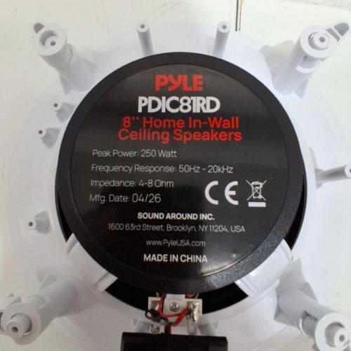 2PC PYLE IN-WALL CEILING SPEAKERS - 8" / 250W - WHITE (MODEL: PDIC8RD) image 2