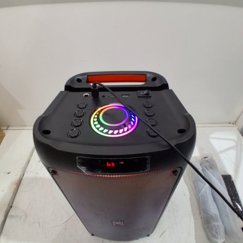 3PC JYX DEEP BASS PORTABLE KARAOKE MACHINE/BLUETOOTH SPEAKER WITH LED LIGHTS & 2 MICROPHONES - BLACK (MODEL: T10-T) image 2