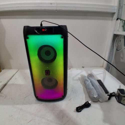 3PC JYX DEEP BASS PORTABLE KARAOKE MACHINE/BLUETOOTH SPEAKER WITH LED LIGHTS & 2 MICROPHONES - BLACK (MODEL: T10-T) image 3