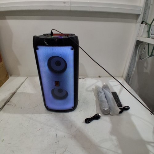 3PC JYX DEEP BASS PORTABLE KARAOKE MACHINE/BLUETOOTH SPEAKER WITH LED LIGHTS & 2 MICROPHONES - BLACK (MODEL: T10-T) image 5