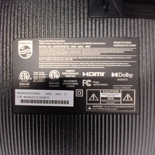 PHILIPS 7600 SERIES FULL HD QLED ROKU TV - 32" - BLACK - (MODEL: 32PQF7676/F6) image 6