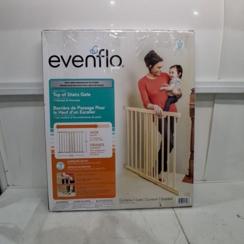 EVENFLO WALK-THRU TOP OF STAIRS EXTRA WIDE BABY & PET GATE - 32" X 30" - 48" - NATURAL WOOD BROWN (MODEL: 1050500 1050) image 4