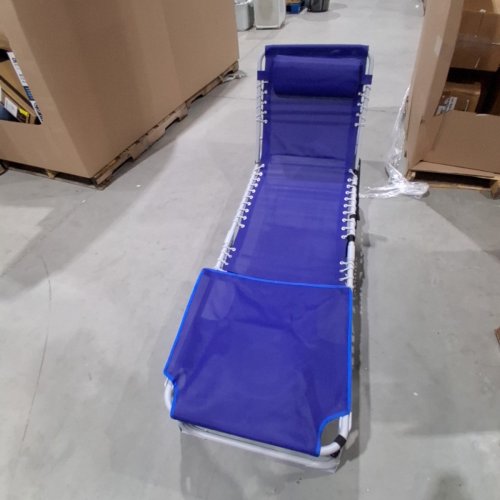 GARVEE FOLDABLE TANNING CHAIR WITH FACE HOLE AND SMALL FOLDABLE TABLE - 74"X22" - BLUE/GREY (MODEL: PPG_34V7YJK3) image 2